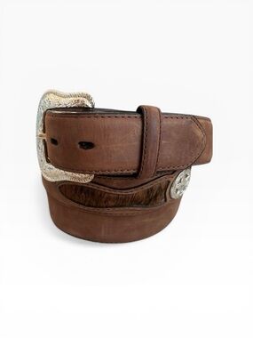 Ranger Belt Company Brown Leather & Calf Hair Belt Size 44